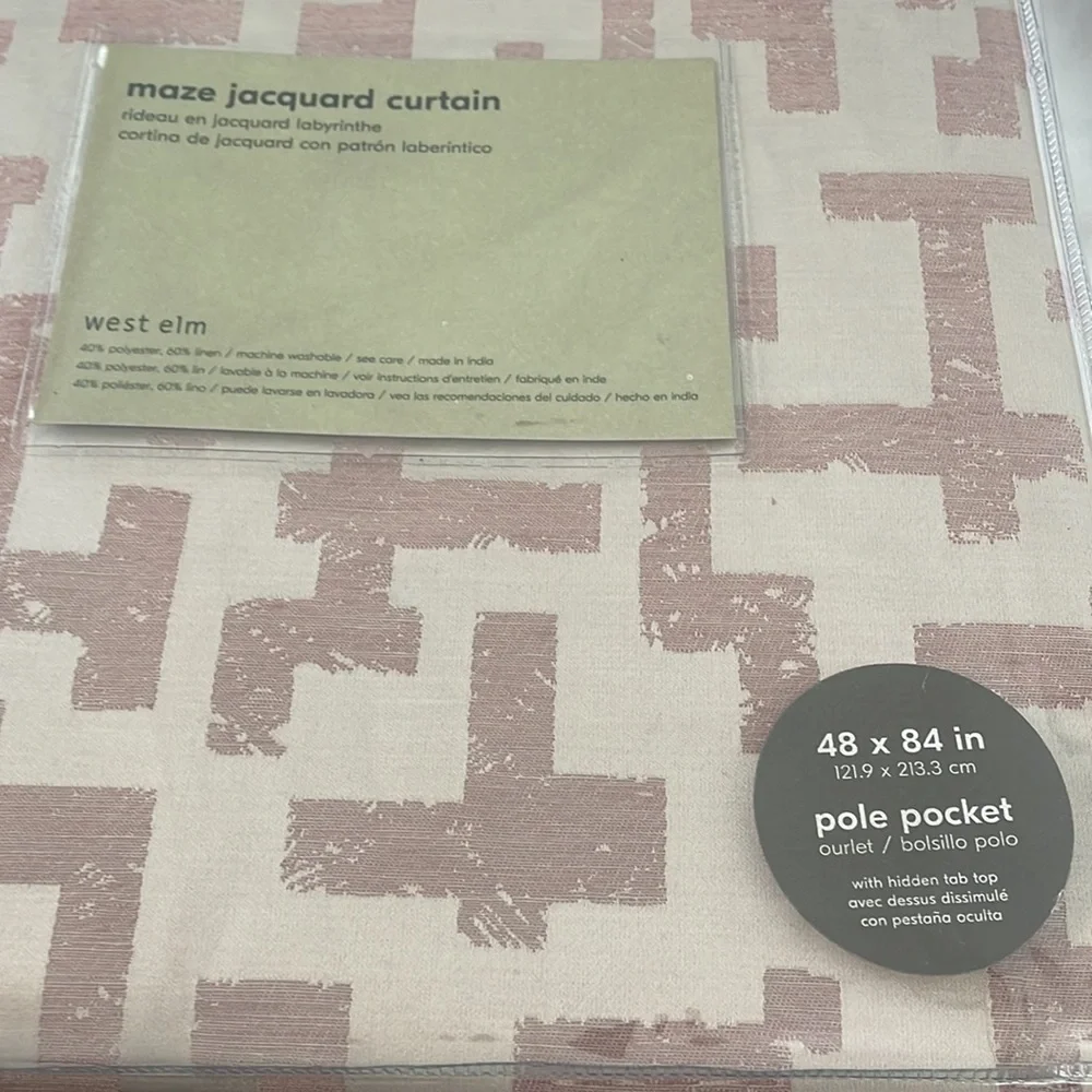 West Elm Maze Jacquard Curtain 48x84 in Pink Stone